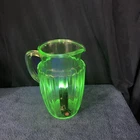 Depression Era Uranium Glass Pitcher 8"   Vintage     H1