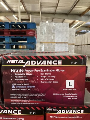 Advance Exam Nitrile Gloves Powder Free Black, Case Of 1000 PCs Large 5 Mil
