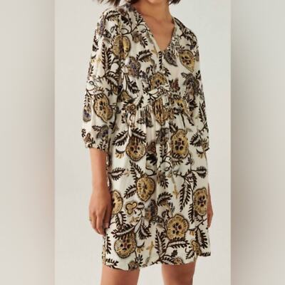 BA&SH volver dress in gold floral