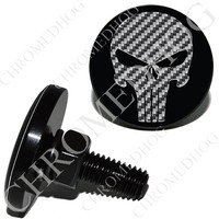 2 Black - Billet Aluminum Lg License Plate Frame Bolts - Cf Punisher Skull Black 2 Black - Billet Aluminum Lg License Plate Frame Bolts - Cf Punisher Skull Black