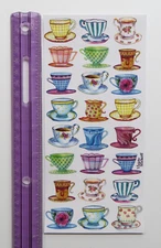 Violette Collection - MODERN TEACUPS - 1 Sheet of Stickers #P98