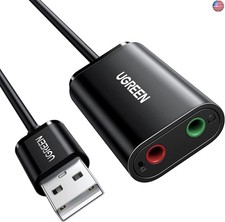 UGREEN USB to Audio Jack Sound Card Adapter with Dual TRS 3-Pole 3.5mm