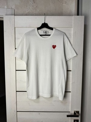 Play Comme Des Garcons CDG White T-Shirt Men's Size Large Made in Japan