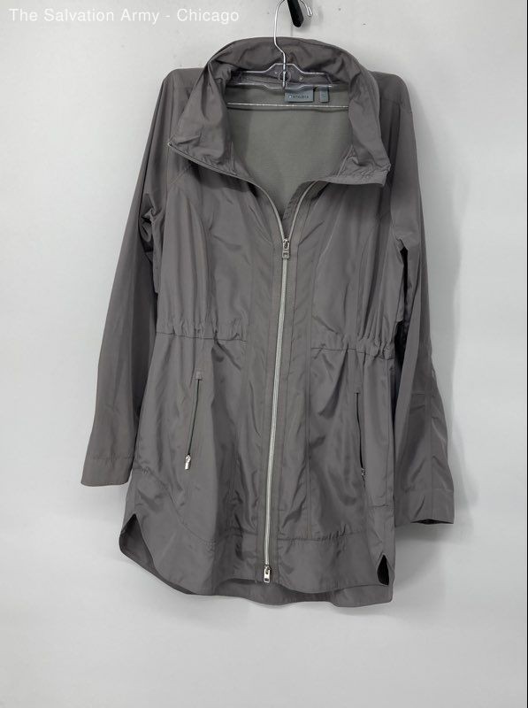 Athleta Womens Gray Long Sleeve Full Zip Drip Drop Rain Jacket Size X-Small