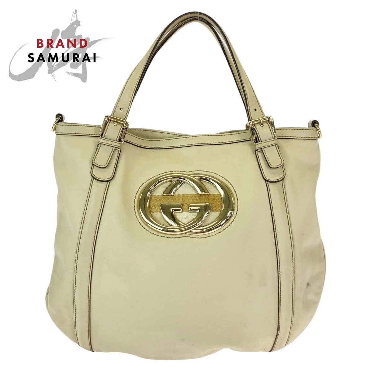 Gucci sac fourre tout imbritable blanc beige cuir 162336 sac à bandoulière 408195