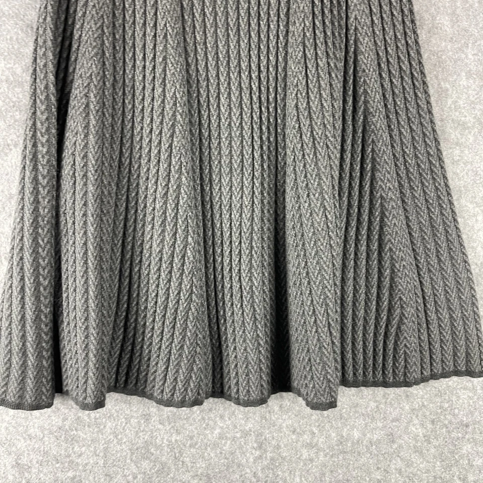 Falda Polo Ralph Lauren Lana Merino Mujer Pequeña Gris Acanalada Cable Tejido Academia Foto 3 de 4