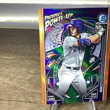 Spencer Jones 2024 Bowman Chrome Prospects Power-up True Orange Mojo /25