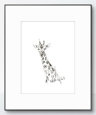 Original Abstract Expressive 9X12 Giraffe Paper Ink Modern Handmade Signed 14