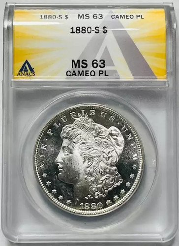 1880 S Morgan Silver Dollar ANACS MS-63 PL Proof Like Cameo
