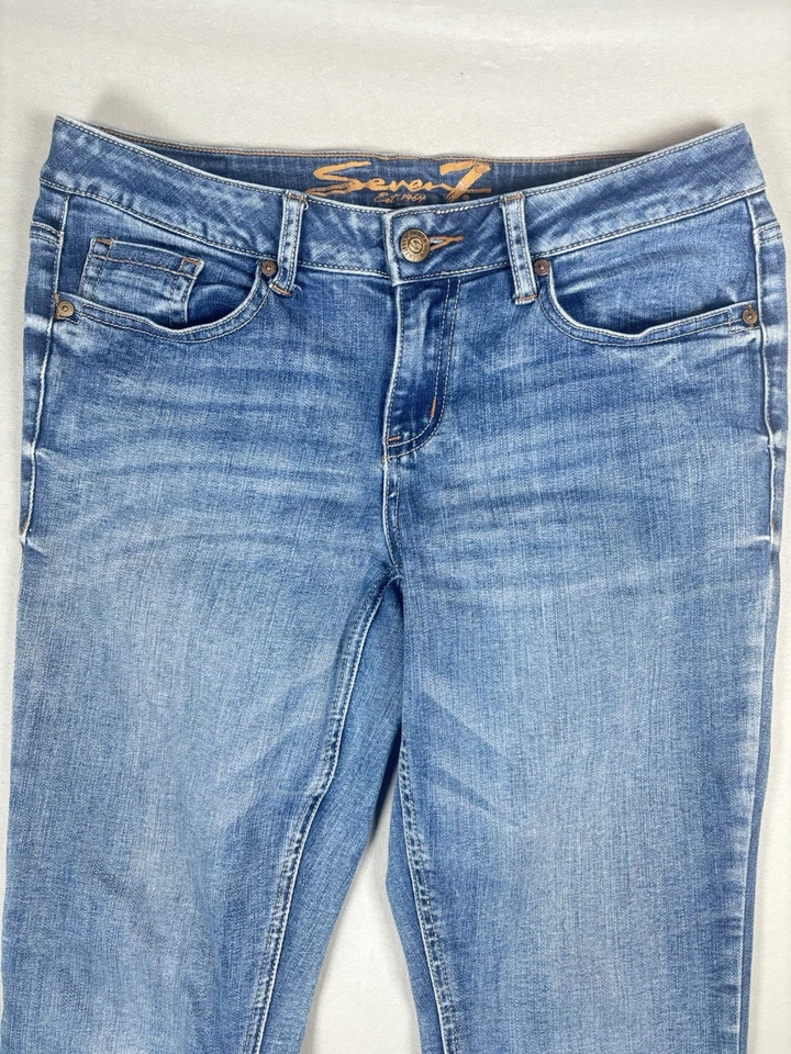 Pantalones de mezclilla elásticos azules corte bota talla 10 Seven 7 Studio para mujer Foto 2 de 4