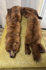 VINTAGE MINK FUR STOLE SCARF WRAP. 3 MINKS ATTACHED TOGETHER 46 in. SOFT SUPPLE