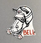 VINTAGE 12” 1933 BELL RACE HORSE GASOLINE PORCELAIN SIGN CAR GAS OIL MOTORCYCLE