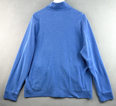 LL Bean Full-Zip Large Blue Comfort Stretch Pique Shirt Long