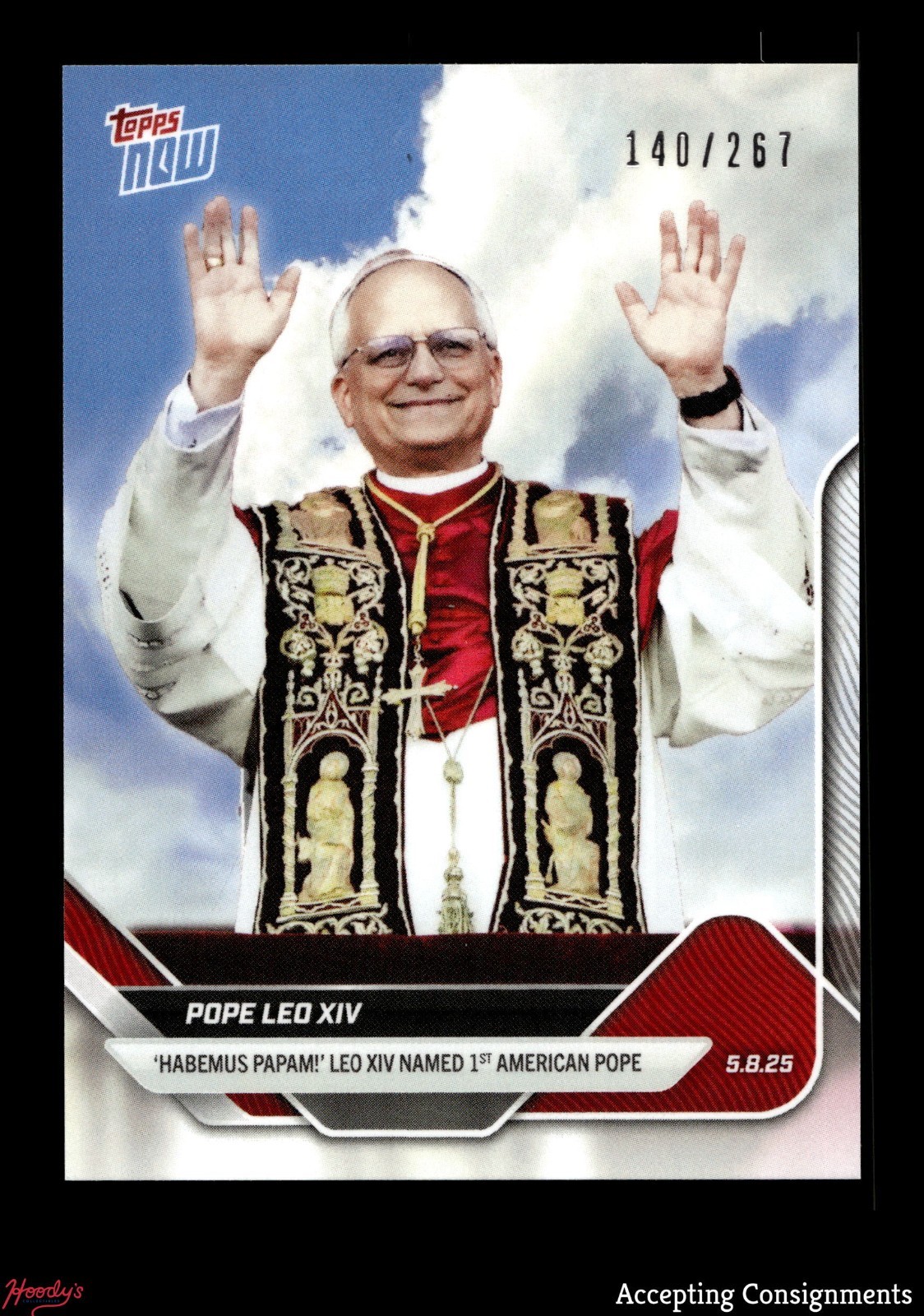 2025 Topps Now #POPE1SP Pope Leo XIV White Smoke VAR SP 140/267