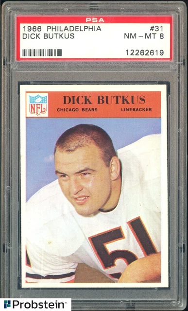 1966 Philadelphia Football #31 Dick Butkus Chicago Bears RC Rookie HOF PSA 8