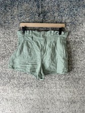 Veronica Beard Jeans Shorts Womens 4 Sea Green Paperbag Linen Blend Made USA