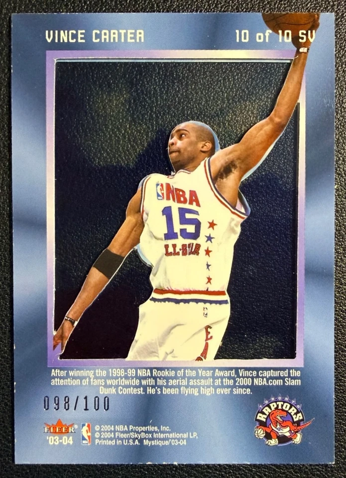 Vince Carter 2003-04 Fleer Mystique Skyview 098/100 Foto 2 de 2