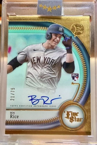 Ben Rice RC 2025 Topps Five Star Aqua /75 Auto New York Yankees #FSA-BR