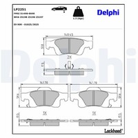 Bremsbelagsatz Scheibenbremse Delphi LP2251 FüR WK2 Jeep Cherokee WK 4 VAN CRD