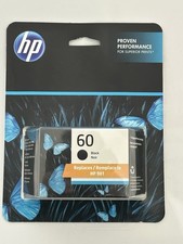 HP 60 Black Ink Cartridge CC640WN Genuine OEM New Sealed Exp 08/2025