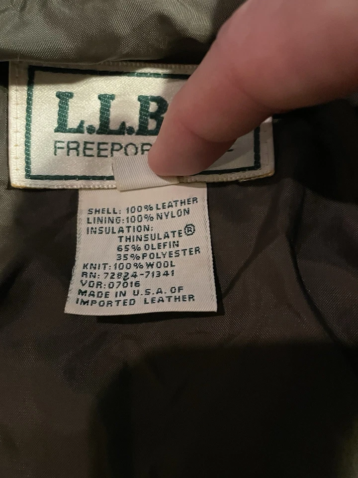 Vintage LL Bean Dark Brown Bomber Jacket  100% Leather Made In USA Men’s Size L - Image 4 of 4