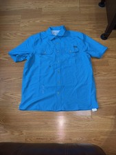 Eddie Bauer Men's Woven Tech Shirt Medium Blue Lightweight Vented NWT MSRP 80