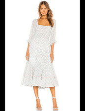 LoveShackFancy Rigby The Prairie” Midi Dress Green Leaf Floral Women’s Size S