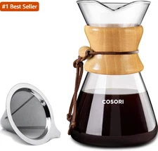 COSORI Pour over Coffee Maker with Double Layer Stainless Steel Filter, 8-Cup, 3