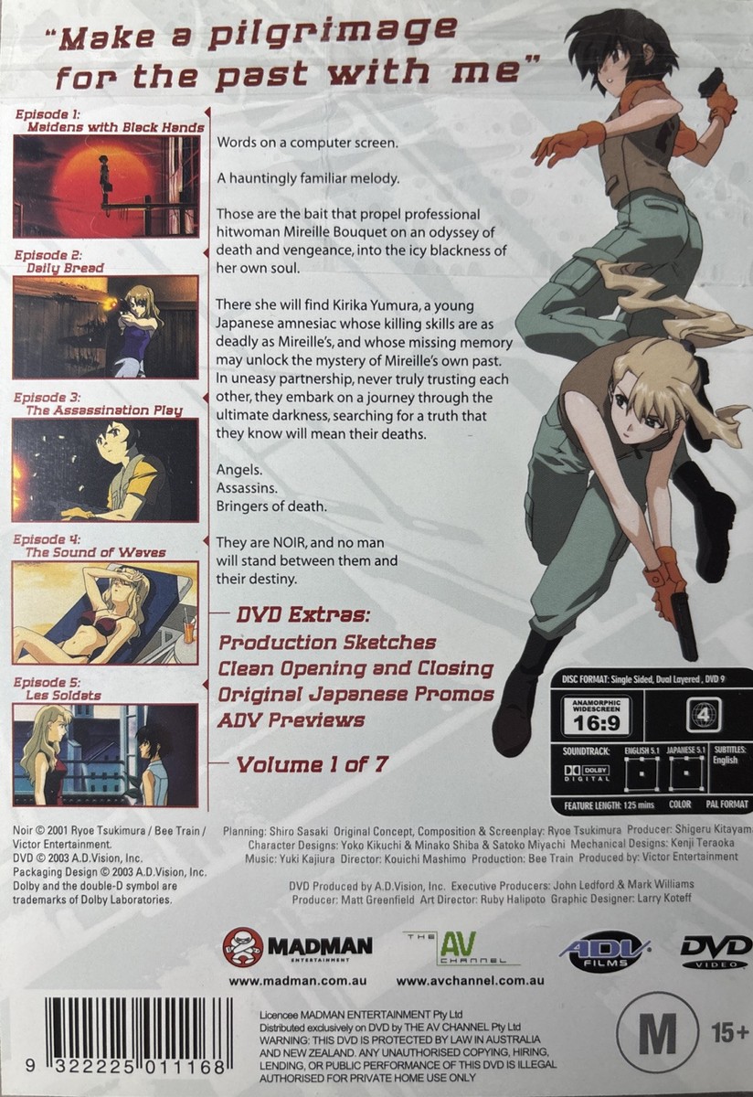 DVD NEW: Noir (Volume 1) Shades of Darkness - 2001 Japanese Anime