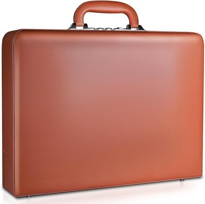 Hard Case Leather Attache for Professionals，Business Briefcase with Lock