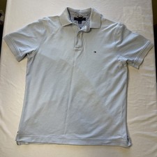 Tommy Hilfiger Medium Mesh Polo Shirt Men s Light Blue Short Sleeve Custom Fit