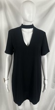 Zara Choker Mini Dress Womens Small V Neck Black