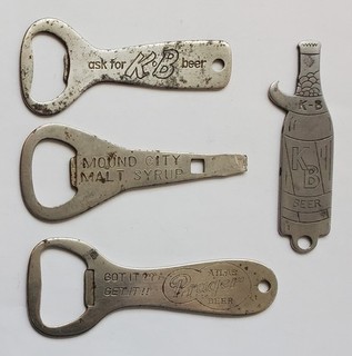 4 DIFF. ILLINI. COMBO ALE BEER CONE TOP CAN CORK CROWN CAP BOTTLE OPENERS SODA