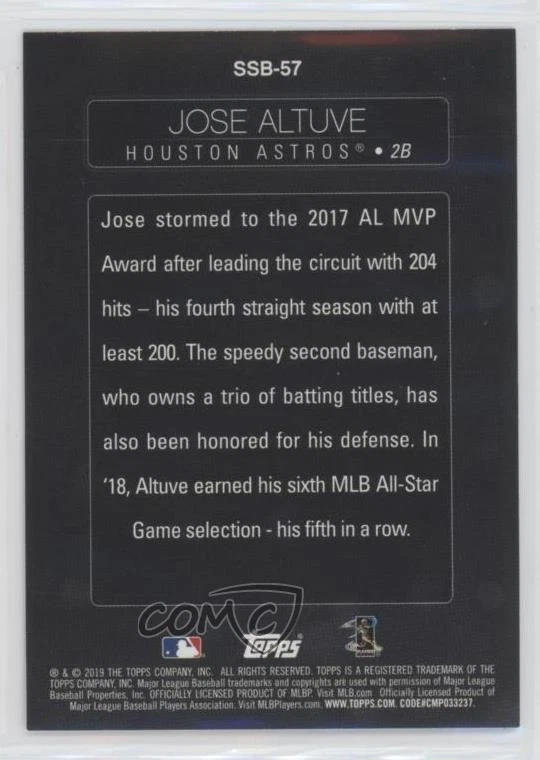 2019 Topps Superstars of Baseball (Stars of the Game) Jose Altuve #SSB-57 - Image 2 of 2