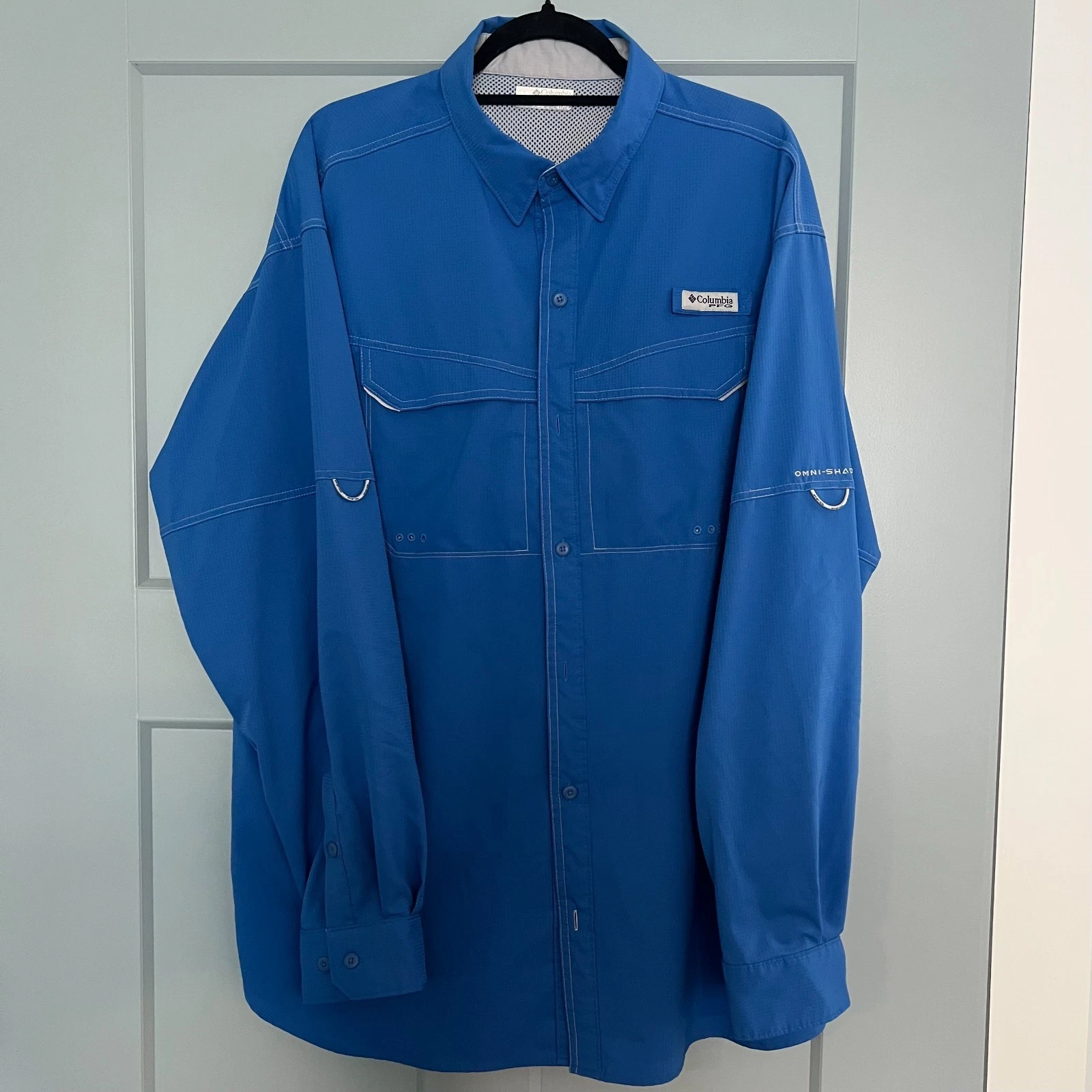 Columbia PFG Low Drag Offshore Shirt Men’s XL Blue Omni-Shade UPF 40 Fishing