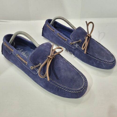 COLE HAAN MEN'S SIZE 9.5M BLUE LEATHER SUEDE CASUAL BOAT DRIVING LOAFER SHOES  - Picture 1 of 16
