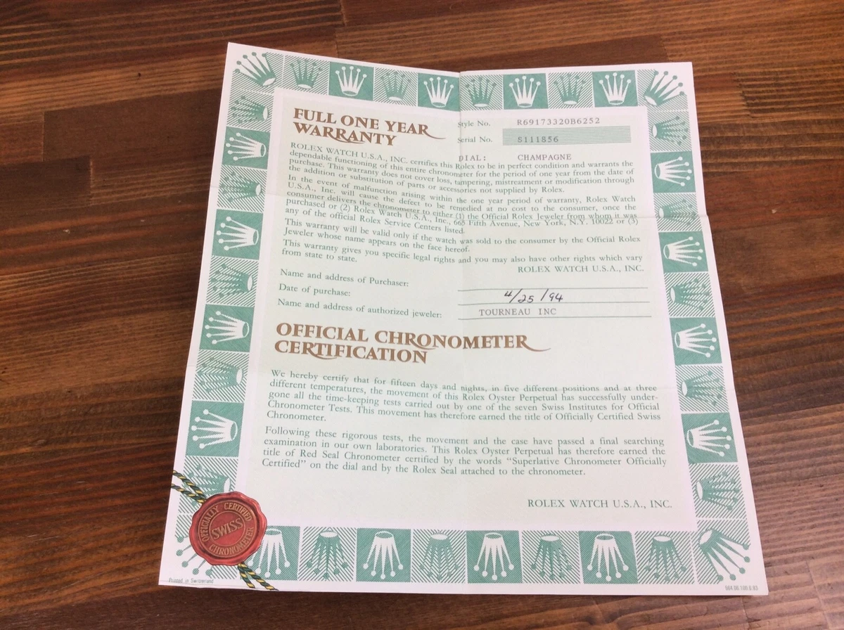 Rolex paper clearance