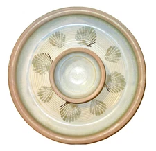 Vintage Signed Studio Art Pottery Dip & Chip Tray, Nautical Nautical Theme 13"