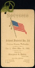 1899- 1900 Graduation Souvenir Card Dawson County Nebraska Margaret B. Duley