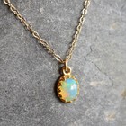 Dainty Natural Ethiopian Welo Opal 14k Gold Filled Pendant Necklace Gift Boxed