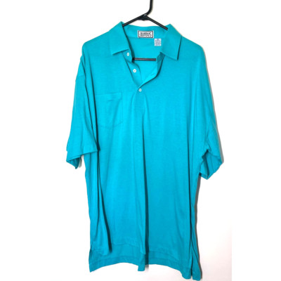 VTG Aureus Mens Single Stitch XXL Teal Blue Polo Shirt Embroidered Sleeve