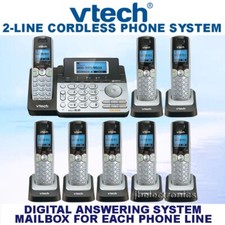 VTECH DS6151 DECT 6.0 2-LINE CORDLESS PHONE 7 CORDLESS HANDSETS - NEW