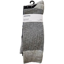 Sonoma Blue/Black/Grey Everyday Crew Socks - 3 Pairs - NWT - Sock Size 8-13
