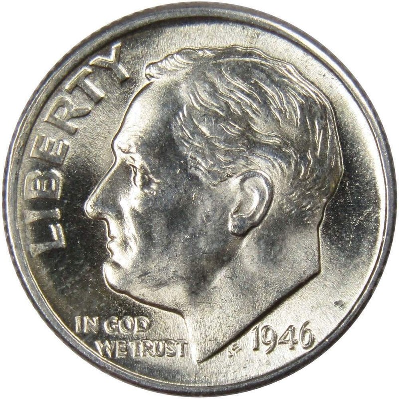 1946 D Roosevelt Dime BU Uncirculated FIRST YEAR Mint State 90% Silver 10c Coin