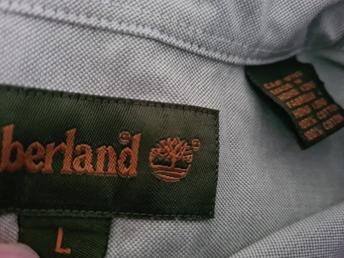 Camisa de manga larga de algodón verde claro Timberland para hombre talla L CA1240 - Imagen 8 de 20