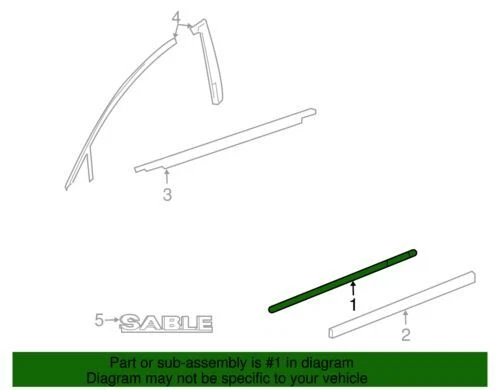 Moldura de puerta delantera derecha original Ford Mercury 2005-2009 Sable 5G1Z-5420878-BAPTM Foto 2 de 3