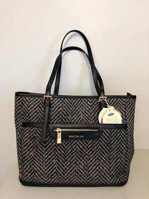Sac Fourre-tout Spartina 449 Avery (Lorelei) - Gris Noir Motif Arêtes De Hareng - Neuf Avec étiquette