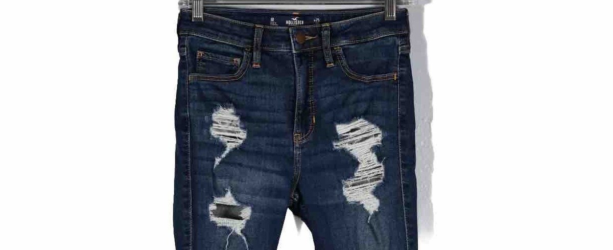 Hollister Womens High-Rise Crop Super Skinny Jeans Jeggings Blue