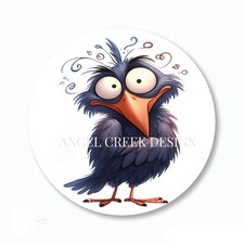 Silly Confused Black Crow Scrapbook Stickers Envelope Seals Bird Labels Favors