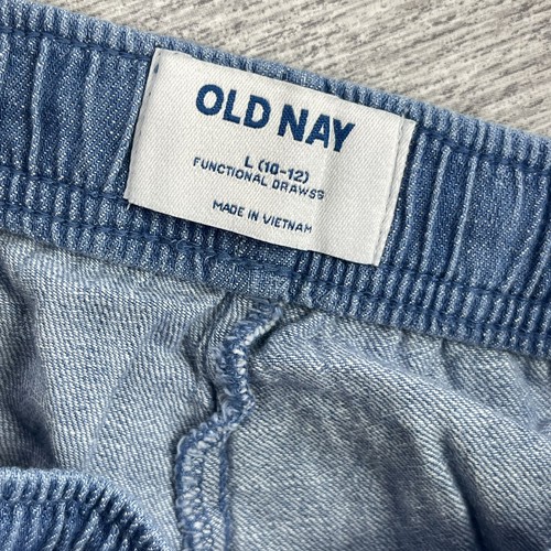 Old Navy Denim Shorts Girls Large 10-12 Chambray Blue Elastic Waist Drawstring - Picture 2 of 6